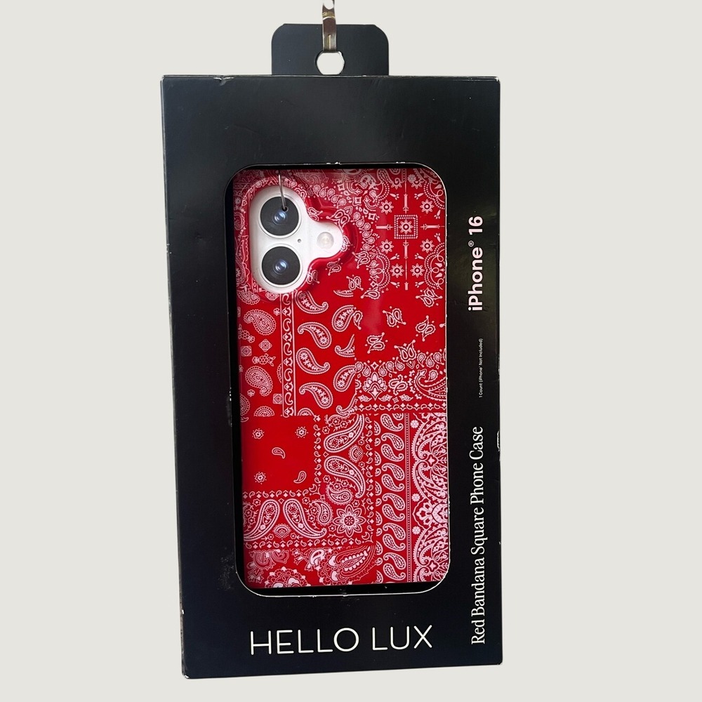 Hello Lux Red Bandana Paisley Square iPhone 16 MagSafe Case New